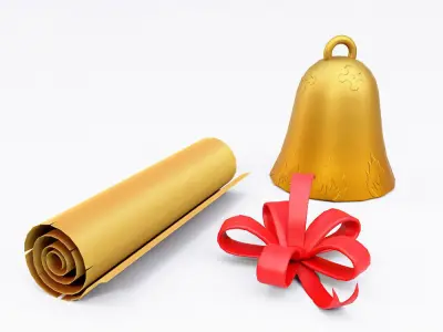Christmas bell ribbon letter 3d model  Low-poly 3D model
