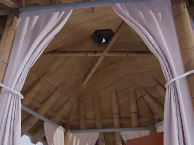 Summerhouse with plants and interior 3D model