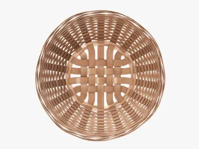 Wicker basket bowl with clipping path 2 light brown 3D model