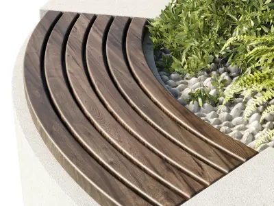 Urban Environment - Urban Furniture - Green Benches  Low-poly 3D model