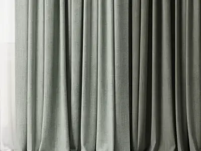 Green curtains collections 01 HBH Low-poly 3D model