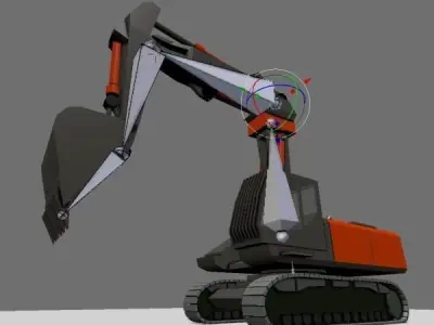 Excavator Rigged and  Low-Poly  Low-poly 3D model