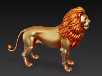 Golden Majesty Lion - Regal Sculpture 3D Model 3D print model