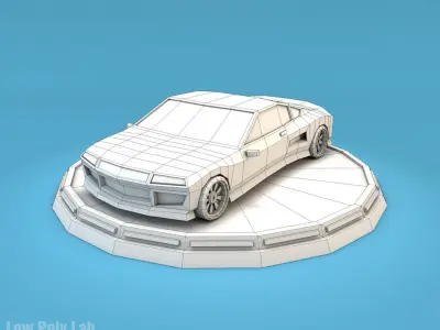 Cartoon Sport Car Low-poly 3D model