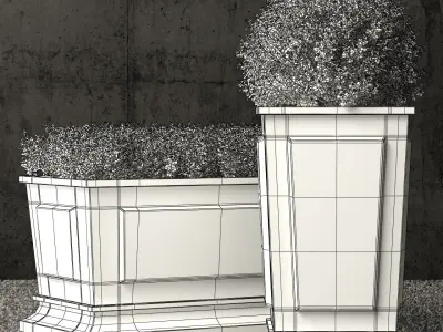 Restoration Hardware estate zinc paneled planters 3D model