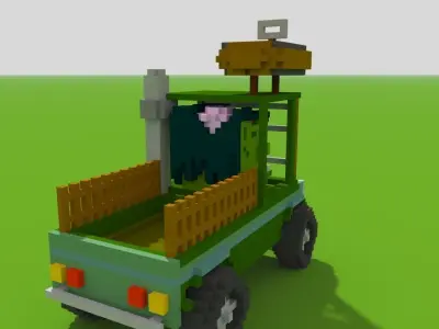 Zombie Truck and Zombie Character for Apocalyptic Game Low-poly 3D model