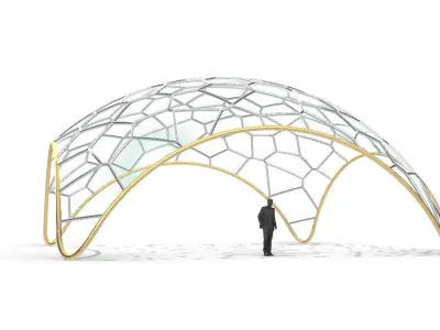 Voronoi Dome Wireframe Structure Stand Alone Pavilion v2 3D model