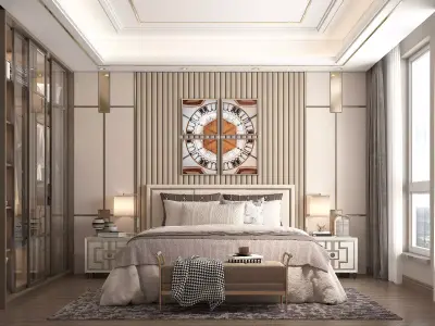 Modern Bedroom Scene 34 3D model