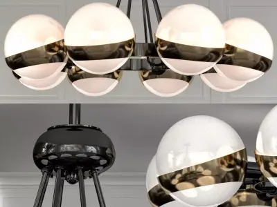 Hold Ball Brass Chandelier 8 3D model