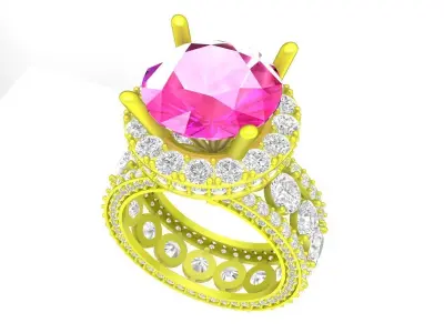 Luxury Halo Eternity Diamond Engagement Ring 3D Model A7369 3D print model