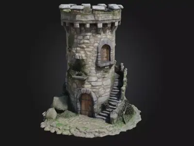 Stone Watchtower Timeless Sentinel of the Highlands 3D model