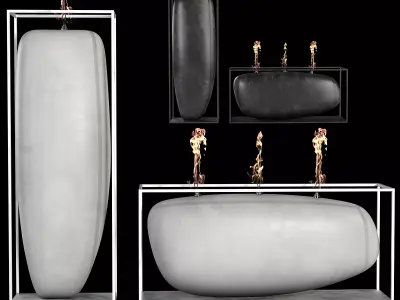 Dramatic Overscale Flames - Sculptural Candle Set Low-poly 3D model