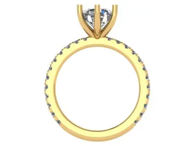 Solitaire Ring with Pave band 3D print model