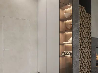 Cozy modern living room interior scene 3D model