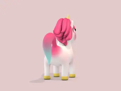 Cartoon Unicorn Red Hair Low-poly 3D model