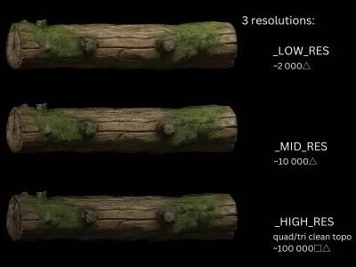Tree Trunk - Mossy Free low-poly 3D model