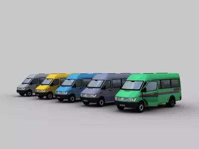 Mercedes Sprinter With Interior Low-poly 3D model
