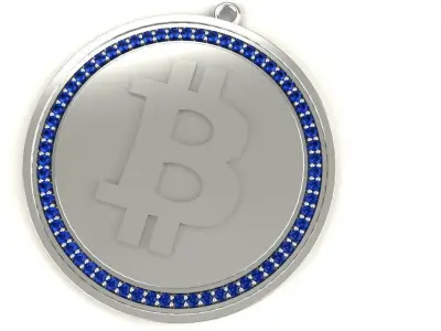 Bitcoin Diamond Pendant Gold Silver Platinum Luxury Round Stones 3D print model
