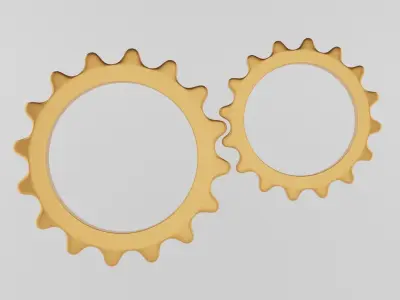 Minimal gears symbol Low-poly 3D model