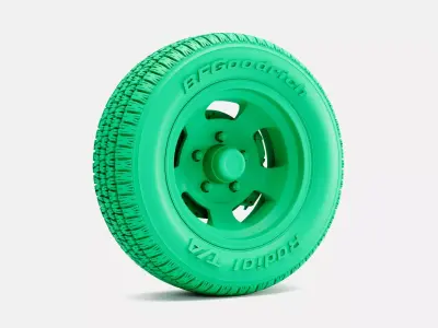 15x7 US Indy Mag Wheel BFGoodrich Radial Tire 3D print model
