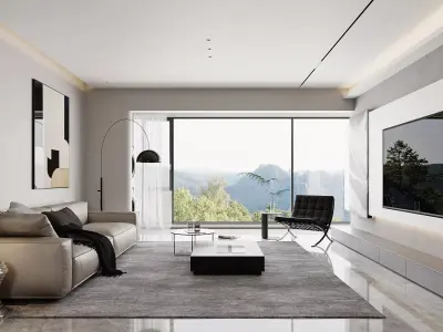 Modern living room dining room interior scenes 291 3D model