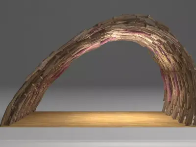 3 Type Wooden Stage 3D model
