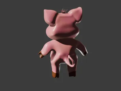 Cute Stylized Pig 3D Model with Low Poly  and Game Ready   Low-poly 3D model