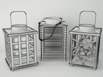Wooden Lanterns 3D model