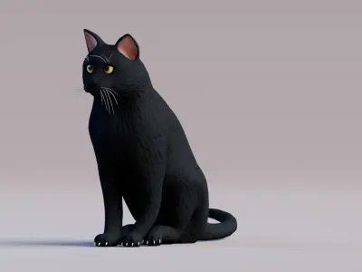 Low poly - Stylized cats - Bombay Cat Low-poly 3D model