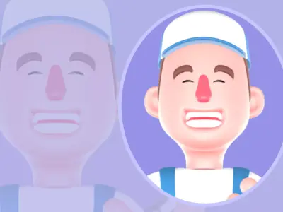 Stylized 3D Mechanic Showing Engine Part - Cartoon Male 3D model