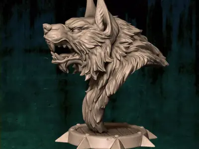 DJDJFRDFHDF sculpture of wolf head Free 3D print model