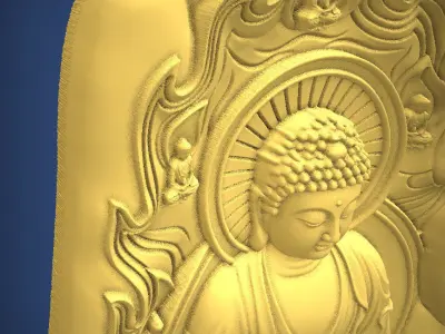 Carved panel painting STL 3D print model 5
