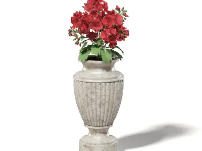 Stone Vase with Flowers 3D Model 3D model