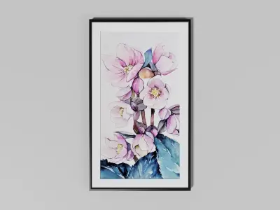 Water colors painting frames Low-poly 3D model