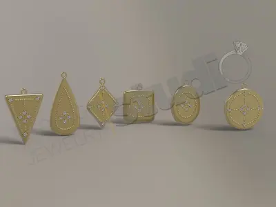 Luxury byzantine pendants designs 3d model 3D print model
