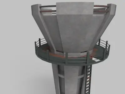 Water Tank Tower Low-poly 3D model