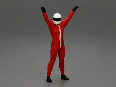 winning racing driver Celebrates his victory 3D print model
