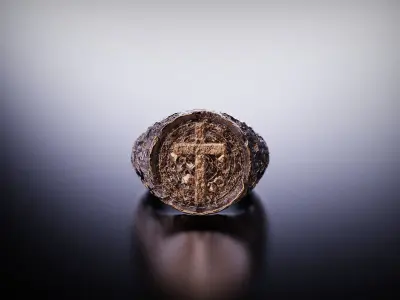 Signet Ring with Cross and Skulls ready for 3D print 3D print model