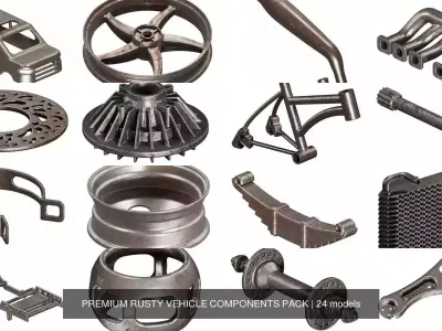PREMIUM RUSTY VEHICLE COMPONENTS PACK 3D Model Collection