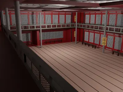 Japanese Dojo Low-poly 3D model