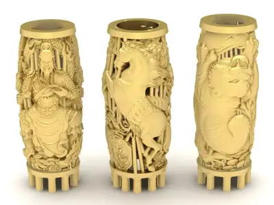 Luxury Carved Buddhist Cylinder Bead Jewelry Design  3311  3D print model