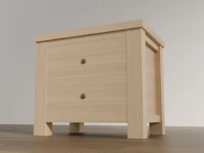 Classic Light Wood Nightstand Low-poly 3D model