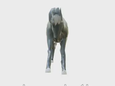 Majestic Black Friesian Horse in Motion Low-poly 3D model