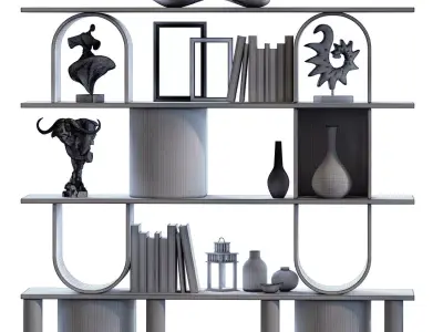 Modern shelf and rack set 776 Low-poly 3D model