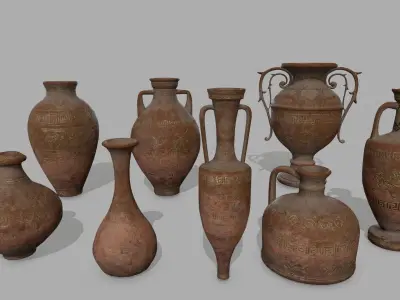 vase set ancient greek Low-poly 3D model