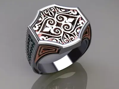 Mens silver ring 3D print model