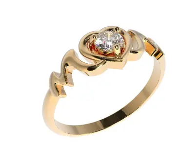 Ring mom heart 4 mm gem 3D print model