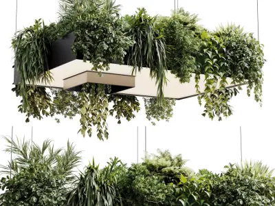 Rectangle pot light pendant - plant light hanging 24 3D model