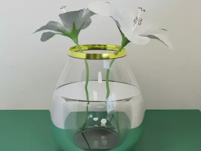 White flowers in a vase full of water Free 3D model