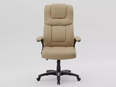 Luxury Beige Cream Leather Executive Office Chair PBR 3D Model 3D model